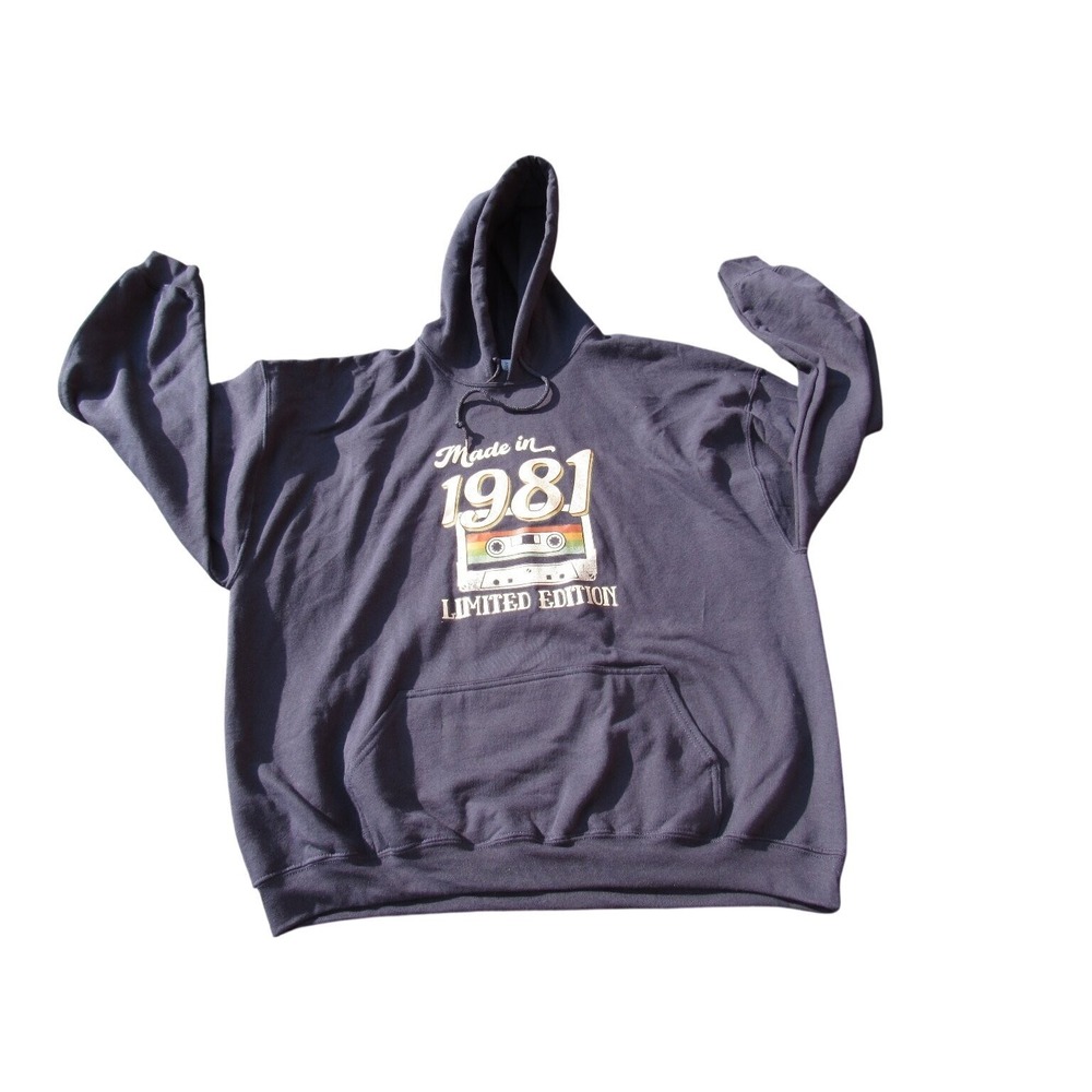 Gildan Hoodie Men's Navy Blue 2XL Made in 1981 Graphic Cotton‎ Blend - Picture 2 of 10